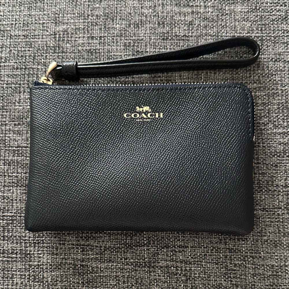 Coach Navy Blue Textured Wristlet